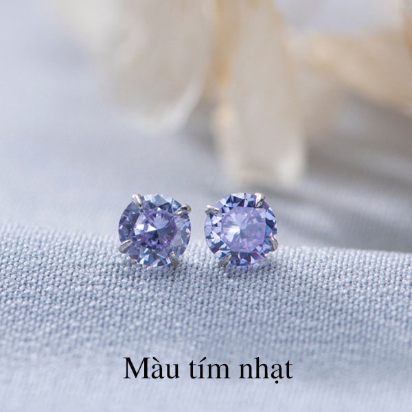 Khuyên tai bạc Ý s925 nụ đá nhiều màu E0281 - AROCH Jewelry