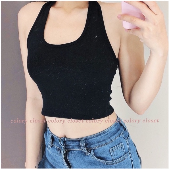 Áo yếm trơn, Áo croptop chòng cổ basic hở lưng siêu hot - Colory Shop