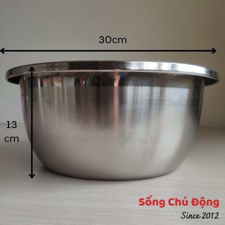 Thau sâu inox vành vuông trộn bột làm bánh chắc chắn không gỉ hàng giá tốt