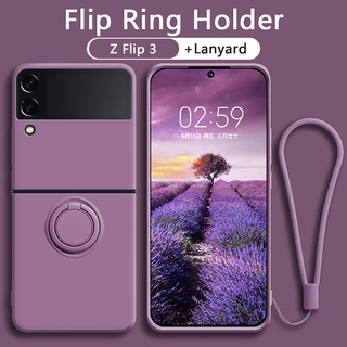 ốp lưng Samsung Galaxy Z Flip 3 Flip 4 Flip 5 Giá đỡ vòng từ tính Chân đế Silicone mềm Bảo vệ toàn diện Máy ảnh Dây buộc Miễn phí Chống va đập