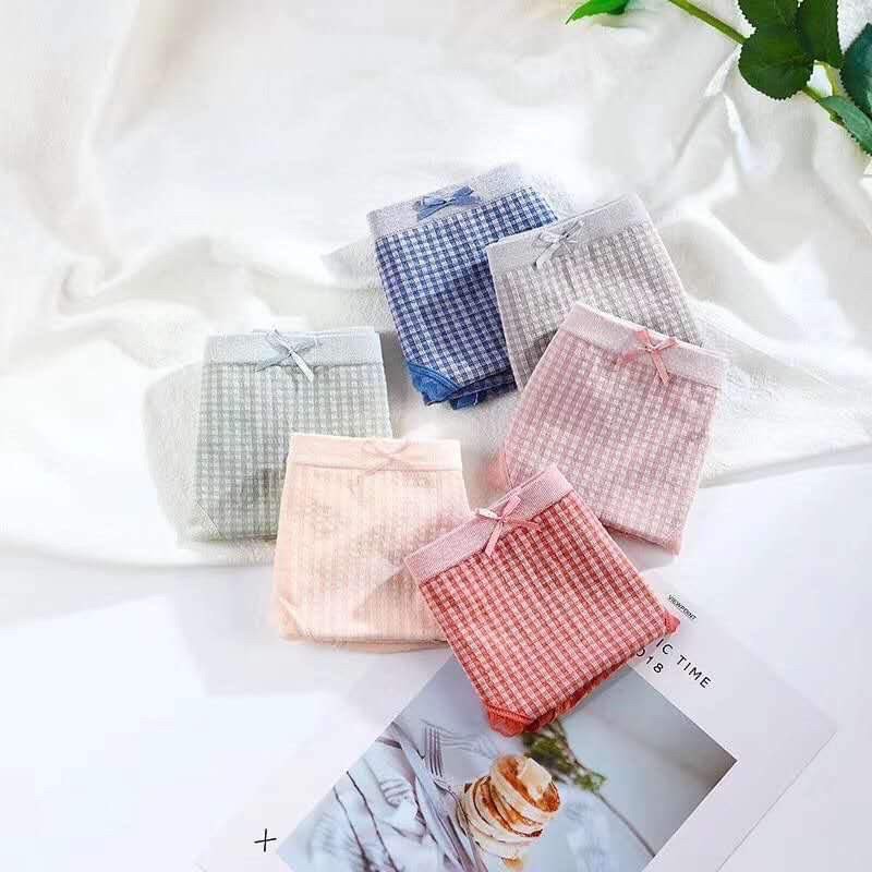 Quần lót cotton kẻ nơ kháng khuẩn BONBIKINI MS989