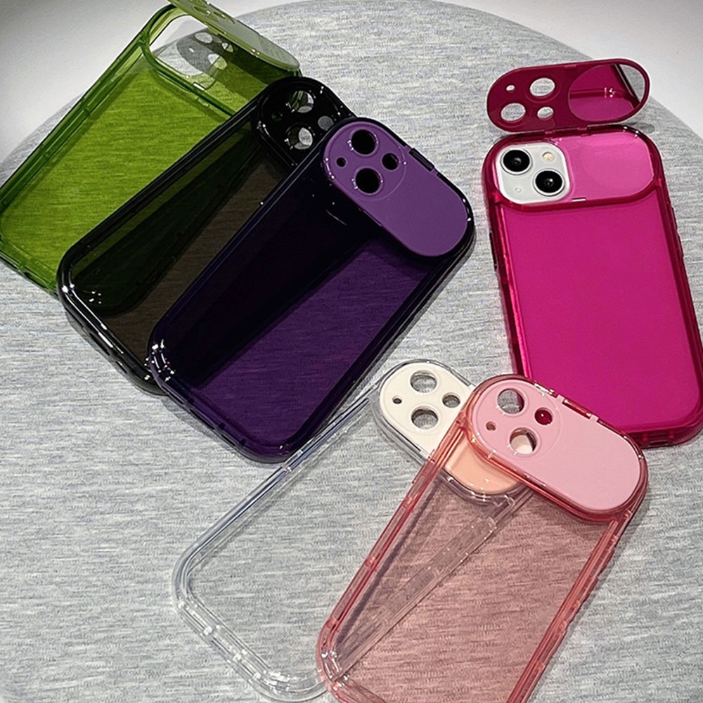 Cho Iphone 11 Ốp Điện Thoại Tpu Mềm Màu Trơn Tích Hợp Gương Trang Điểm Chống Rơi Cho Iphone 13 12 11 Pro Max
