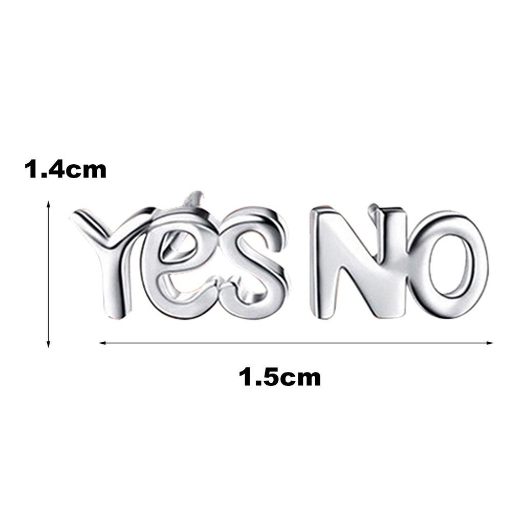 Đôi khuyên tai chữ YES NO mạ bạc thời trang cho nữ