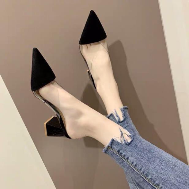 Giày nữ, sục nữ cao gót mũi nhọn phố mika cao 5cm - D1 | BigBuy360 - bigbuy360.vn