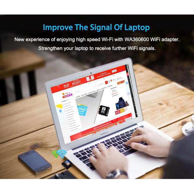 Đầu thu WiFi băng tần kép USB kết nối mạng LAN | BigBuy360 - bigbuy360.vn