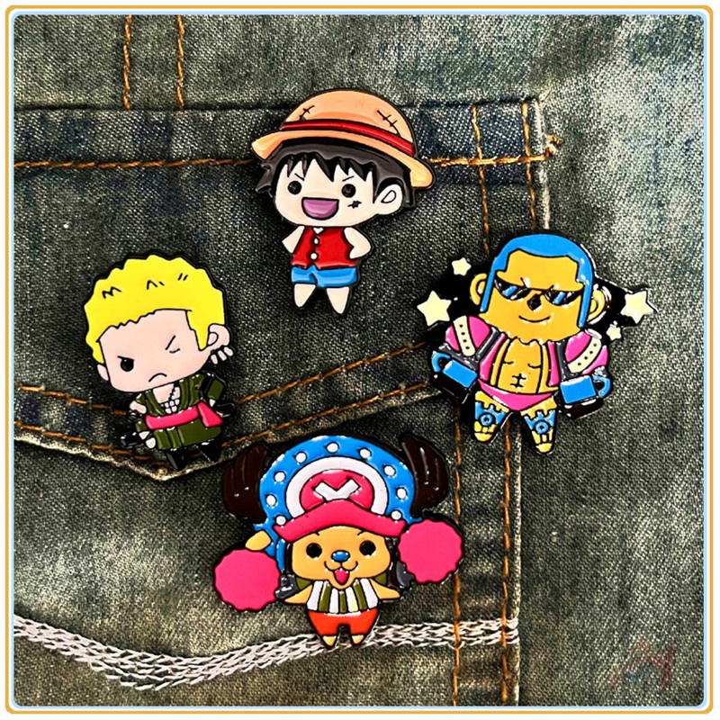 ♥ Trâm Cài Áo Hình Nhân Vật One Piece ♥ 1 Huy Hiệu Tráng Men Hình Hoạt Hình Anime Sáng Tạo Trang Trí Balo