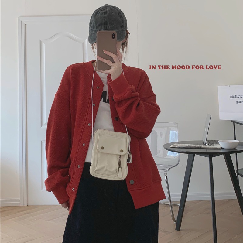 Áo Khoác Bóng Chày Tay Dài Thời Trang Hàn Quốc Cho Nữ (2 Màu)