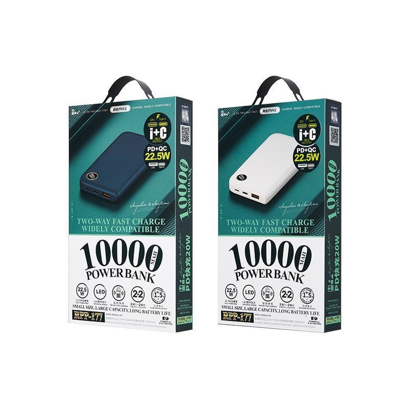 Pin sạc dự phòng Remax RPP-177 10000mAh sạc nhanh QC3.0 max 22.5W, Type-C PD 20W - Hãng phân phối chính thức