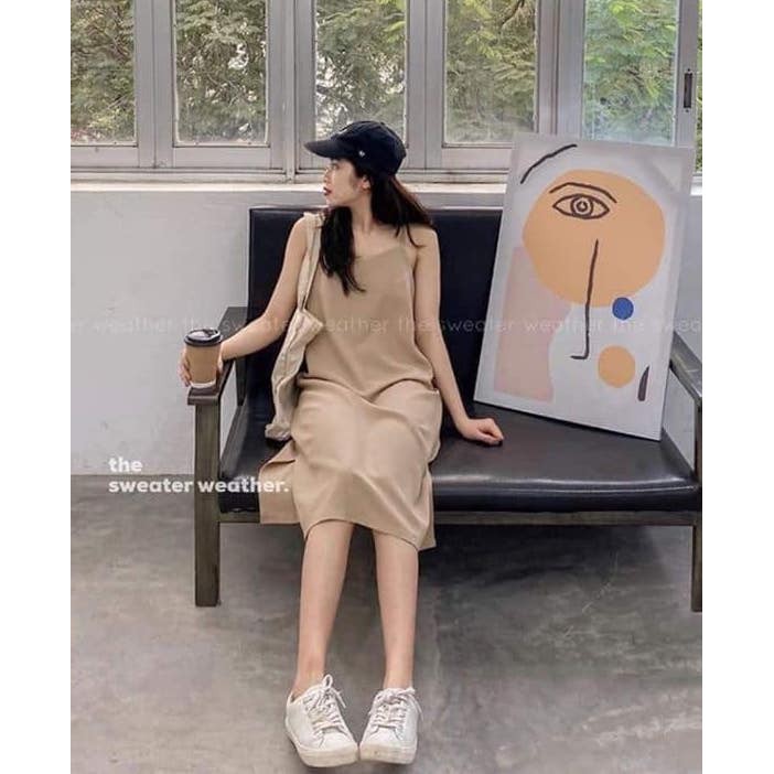 Váy 2 dây đũi xuông - Đầm trơn basic nữ CỰC XINH 🌸 | BigBuy360 - bigbuy360.vn