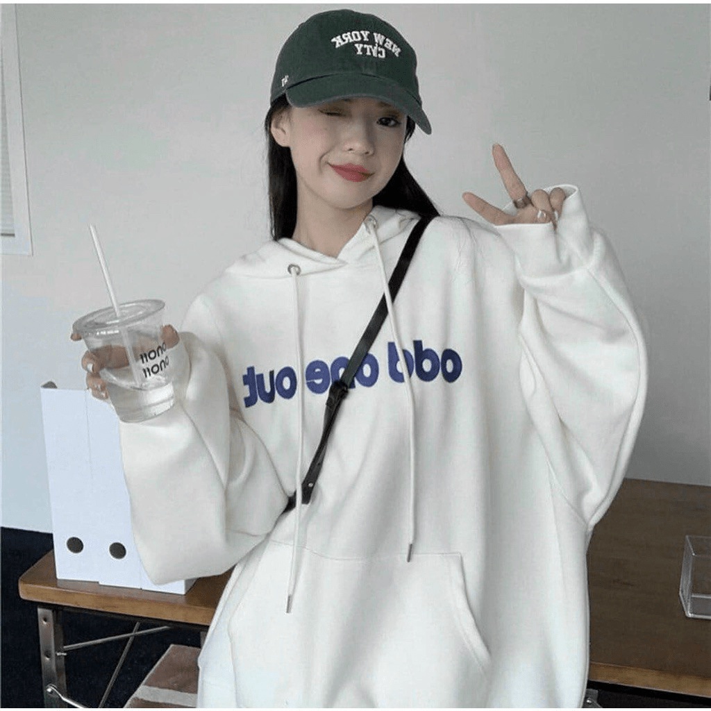 Áo Hoodies Nữ Chui Đầu Có Nón Tay Phống Logo In Sịn Sò Form Rộng Che Nắng Tốt Phù Hợp Đi Học, Đi Chơi, Du Lịch [NEW UNIS