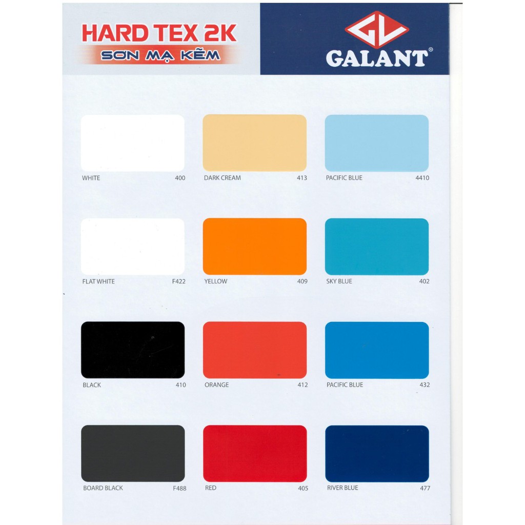 (nhiều màu) Sơn sắt MẠ KẼM epoxy Galant - HARD TEX 2K epoxy - 2 thành phần- Loại 1 ký