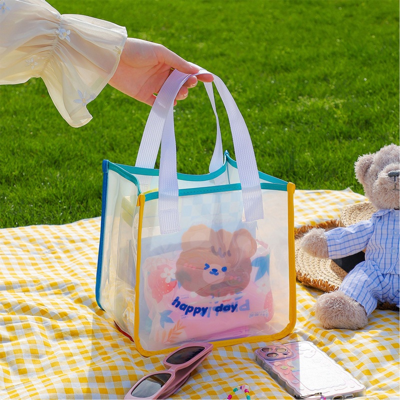 Túi Xách Mua Sắm Trong Suốt In Hình Gấu Dễ Thương