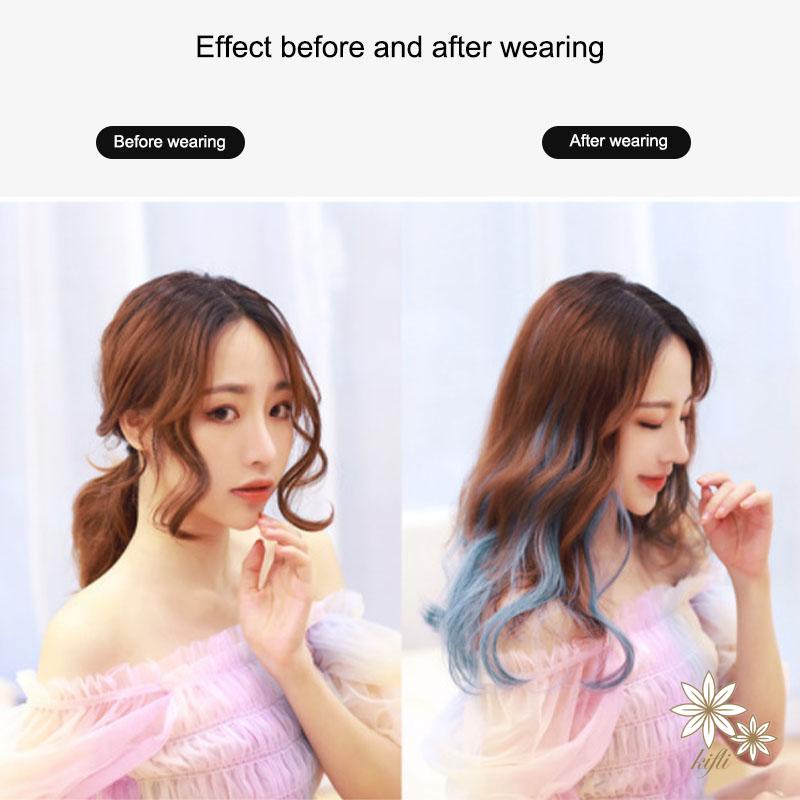【kifli】Kẹp high light tóc giả xoăn nhuộm Ombre nhiều màu Hàn Quốc