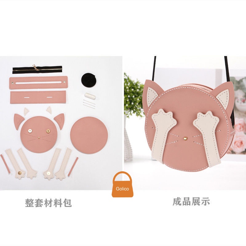 Set nguyên liệu làm túi handmade mèo con xấu hổ dễ thương DM