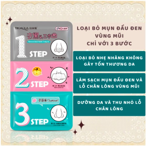 [Set 3 Bước] Mặt Nạ Lột Mụn Đầu Đen Ở Mũi Bioaqua chính hãng CS67