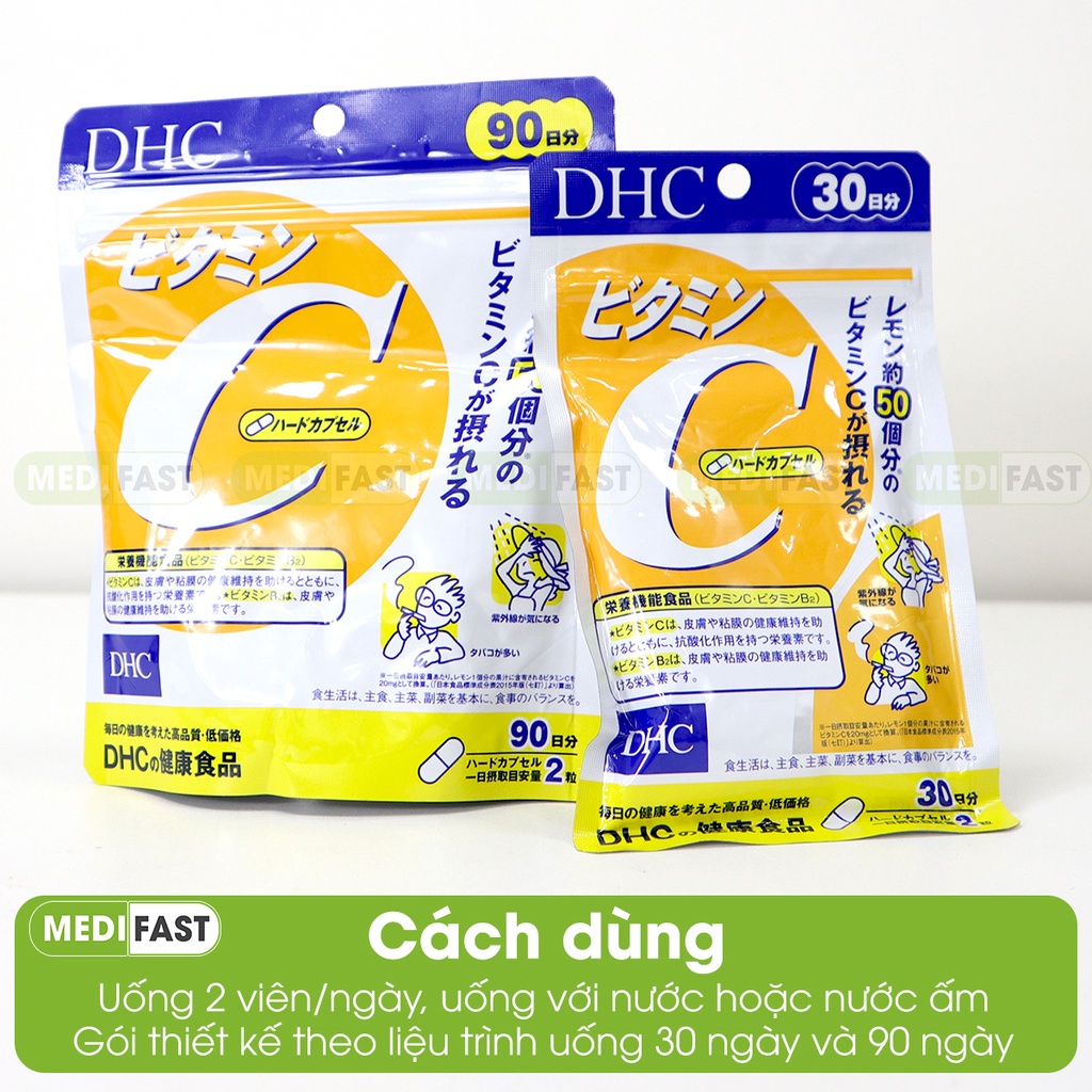 Viên uống vitamin C DHC - Bổ sung Vitamin C hỗ trợ làm sáng da, giảm vết thâm mụn, tăng đề kháng cho nam nữ tuổi dậy thì