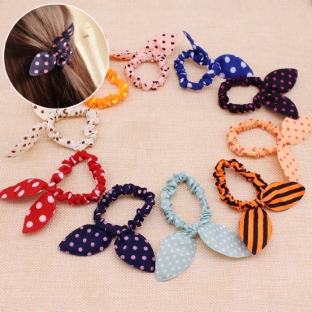 Cột tóc Scrunchie tai thỏ xinh đủ màu lựa chọn