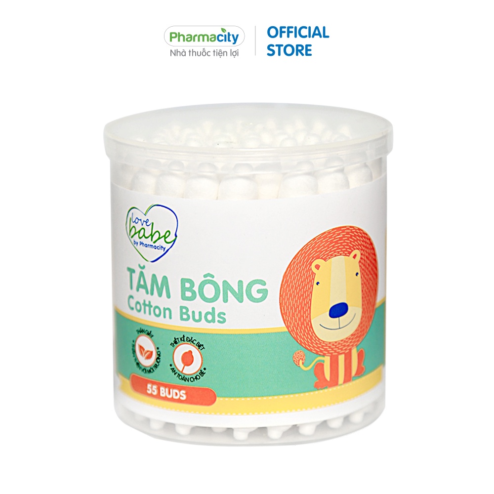 Tăm bông vệ sinh rốn và tai cho bé Pharmacity (Hộp 55 que)