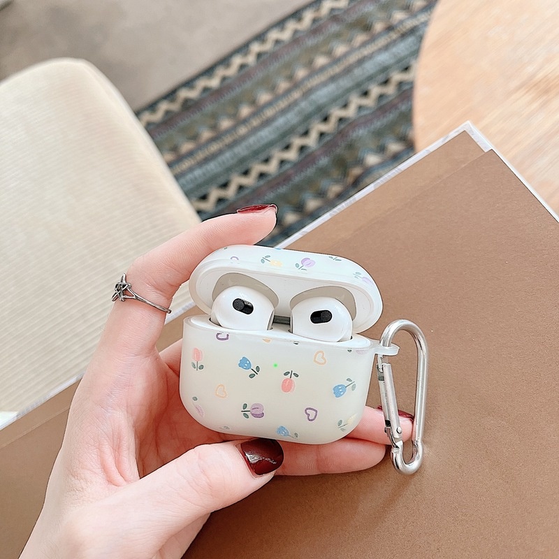 Vỏ Bảo Vệ Hộp Sạc Tai Nghe AirPods 1 2 Pro Bằng Silicon Trong Suốt Dạ Quang Họa Tiết Hoa Nhiều Màu Tùy Chọn