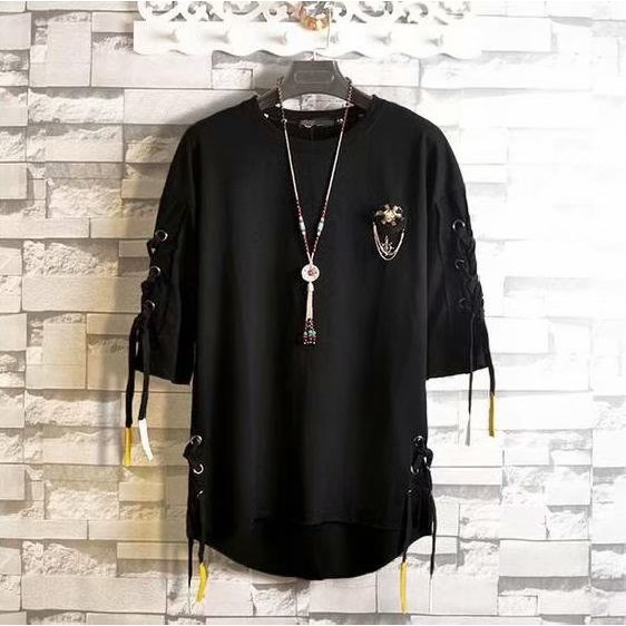 Áo thun dáng rộng tay ngắn phối dây thời trang nam tính local brand