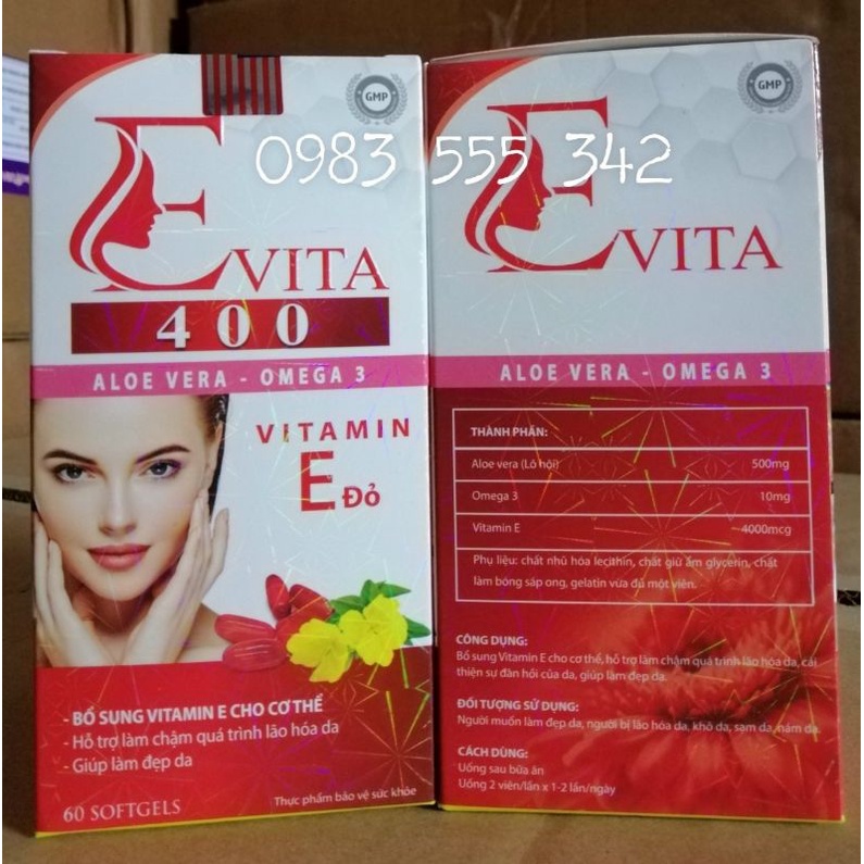 Vitamin E đỏ 400 Hỗ trợ giảm tình trạng rạn da, da khô nứt nẻ, nếp nhăn.