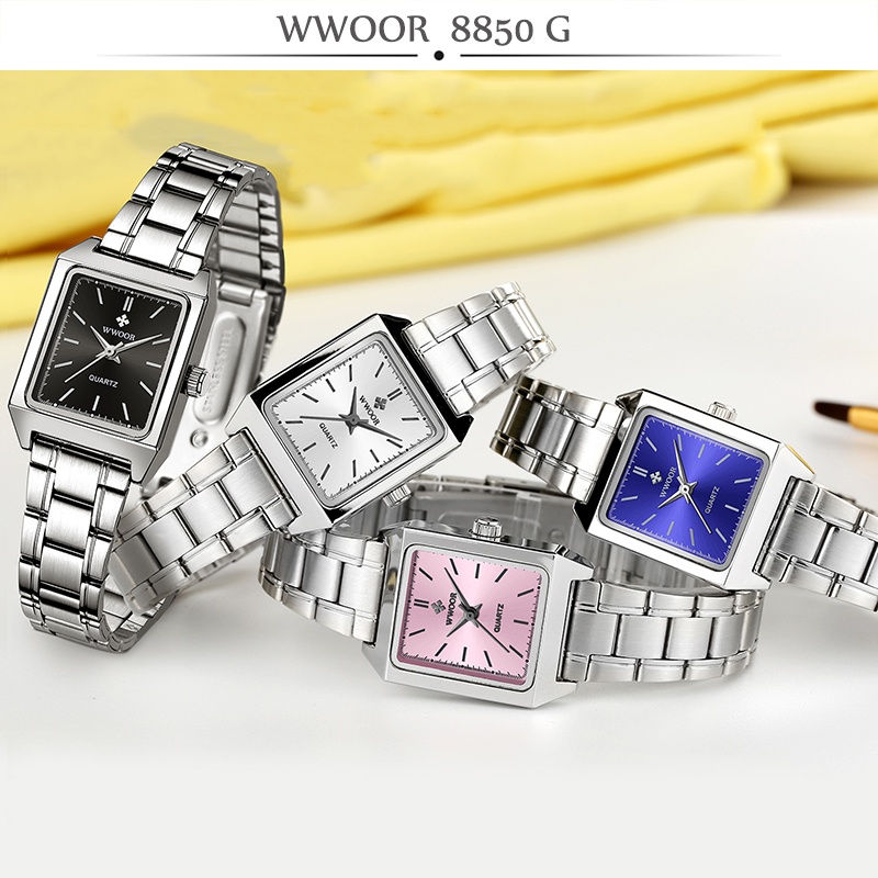 Wwoor Đồng Hồ Đeo Tay Mặt Vuông Nhỏ Màu Đen Thời Trang Cho Nữ xfcs montre femme-8850