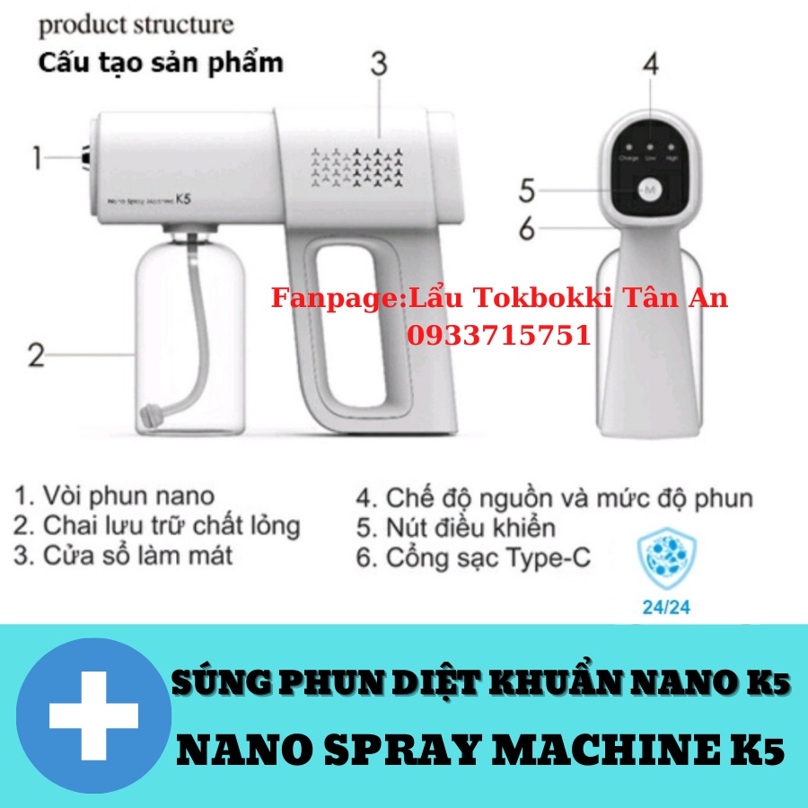 Súng Khử Khuẩn K5 , Khử Trùng Công Nghệ Nano_Tia Cực Tím UV _ Bảo Hành 12 Tháng - Máy Xịt Sát Khuẩn, Phun Diệt Khuẩn