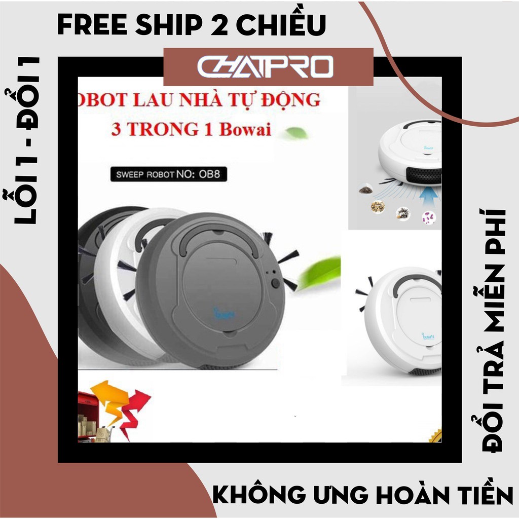 Robot hút bụi Bowai thông minh, Robot lau nhà tự động công nghệ AI 3 trong 1