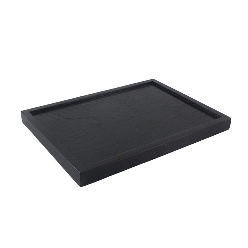 Khay gỗ đựng trà màu đen 25x18x2cm