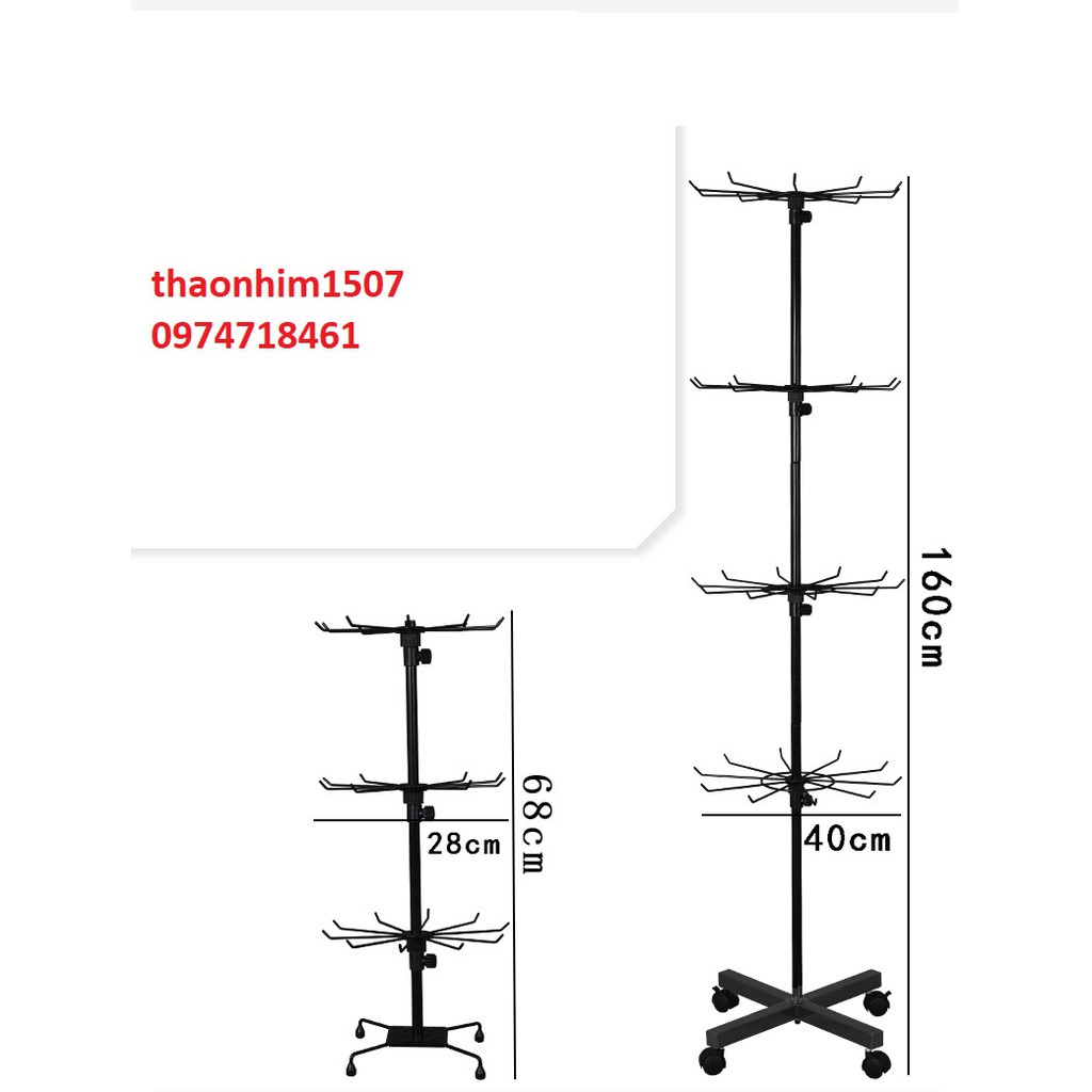 Giá treo trưng bày trang sức bông tai/vòng cổ/nhẫn xoay được 3 tầng có thể tháo dời tiện lợi