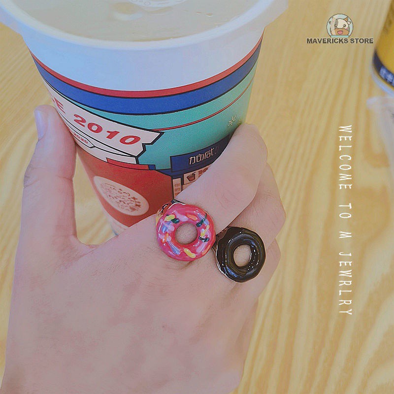 Nhẫn hình bánh donut phong cách Hàn Quốc dễ thương cho cặp đôi