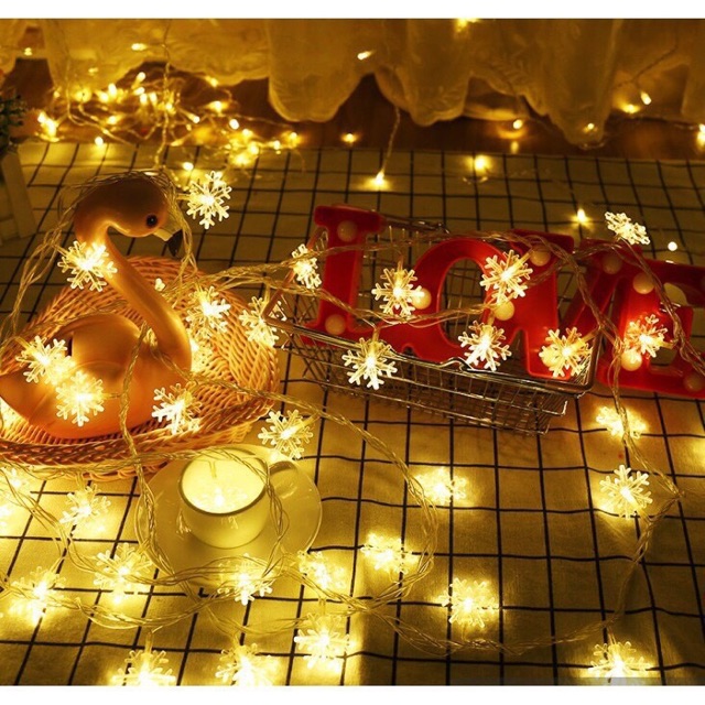 ĐÈN NHÁY BÔNG TUYẾT 10m DECOR TRANG TRÍ NOEL TẾT[GIA DỤNG RẺ]