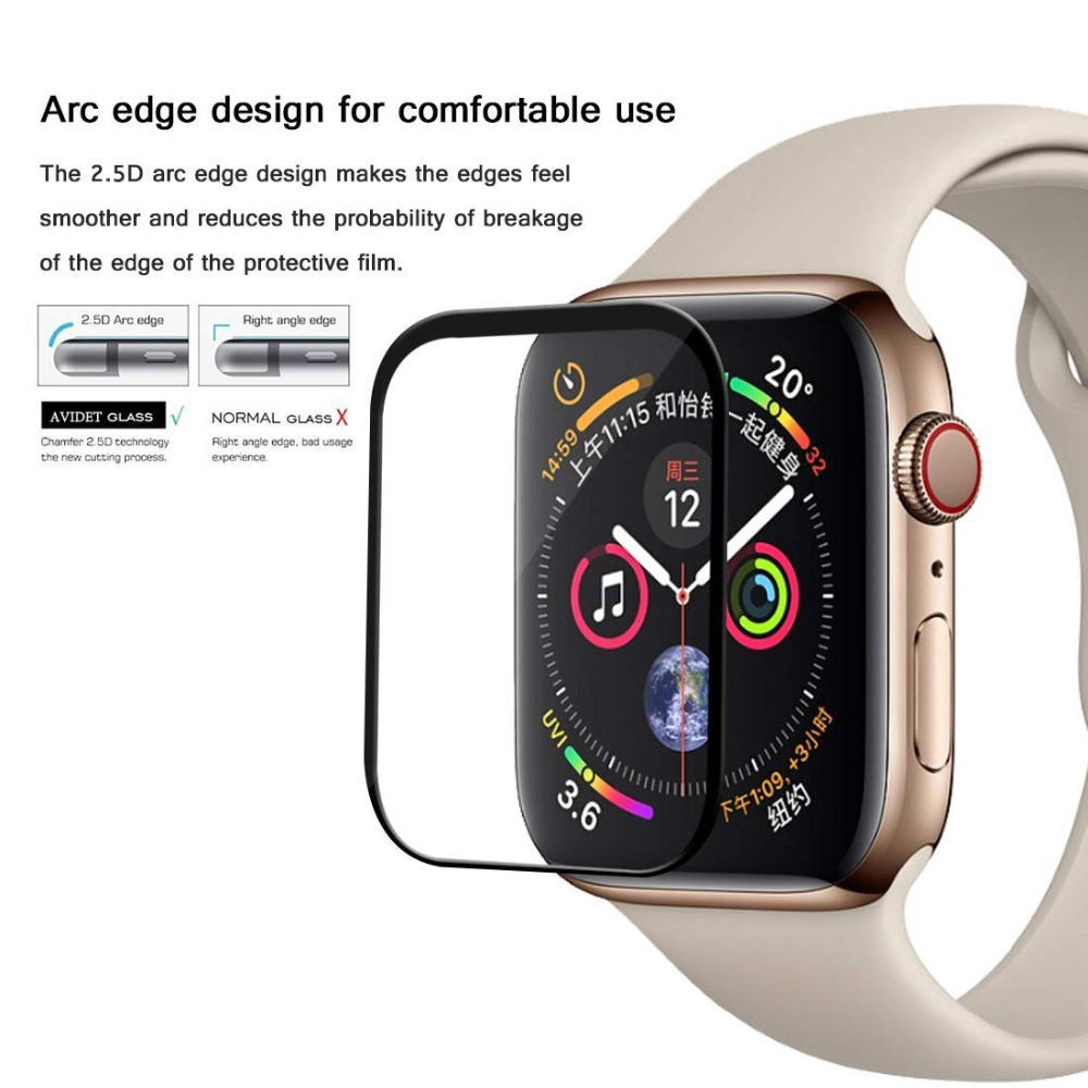 【Apple Watch Protect Front Film】Apple Watch Series 6 se 5 4 3 2 1 Kính cường lực cong 9H cho đồng hồ thông minh 38mm 40mm 42mm 44m keo bảo vệ màn hình đầy đủ