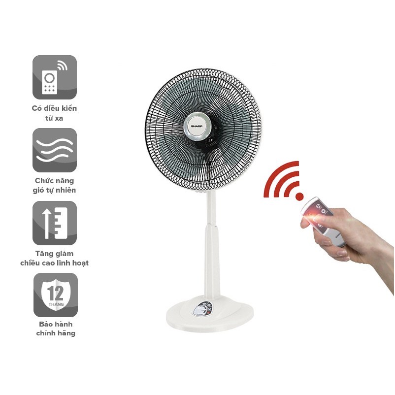 Quạt lửng Sharp có điều khiển Chính hãng 50W, bạc thau 3 cấp độ, cánh rộng làm mát nhanh PJ-L40RV - HAPOS OFFICIAL