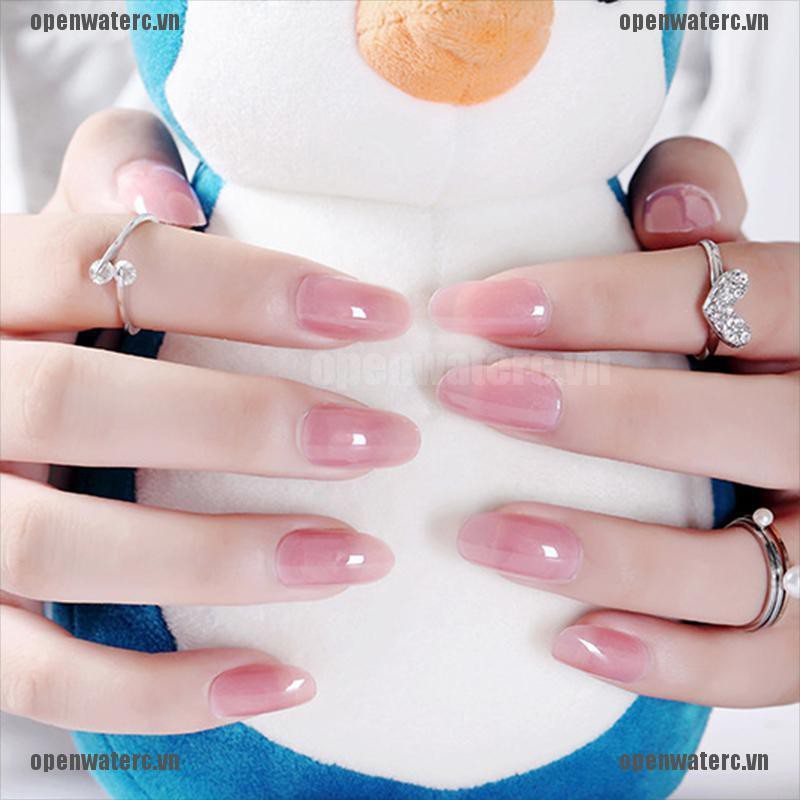 Bộ 24 Móng Tay Giả Ngắn Tự Nhiên Che Phủ Toàn Diện Kèm 2g