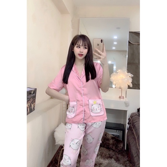 Bộ Pijama Tay Ngắn Hai Túi Thiết Kế