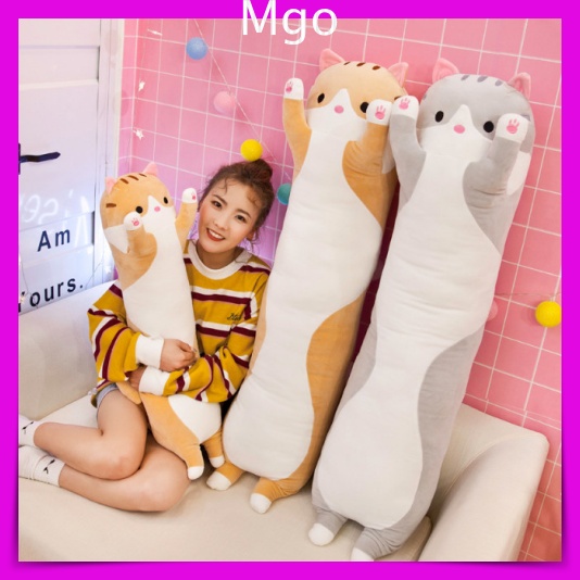 Gối Ôm Gấu Bông Mèo Dài Mền Mại Bông Tuyết Siêu Mịn Siêu Mát Dễ Thương Ôm Ngủ Cực Thích Big Size 110Cm
