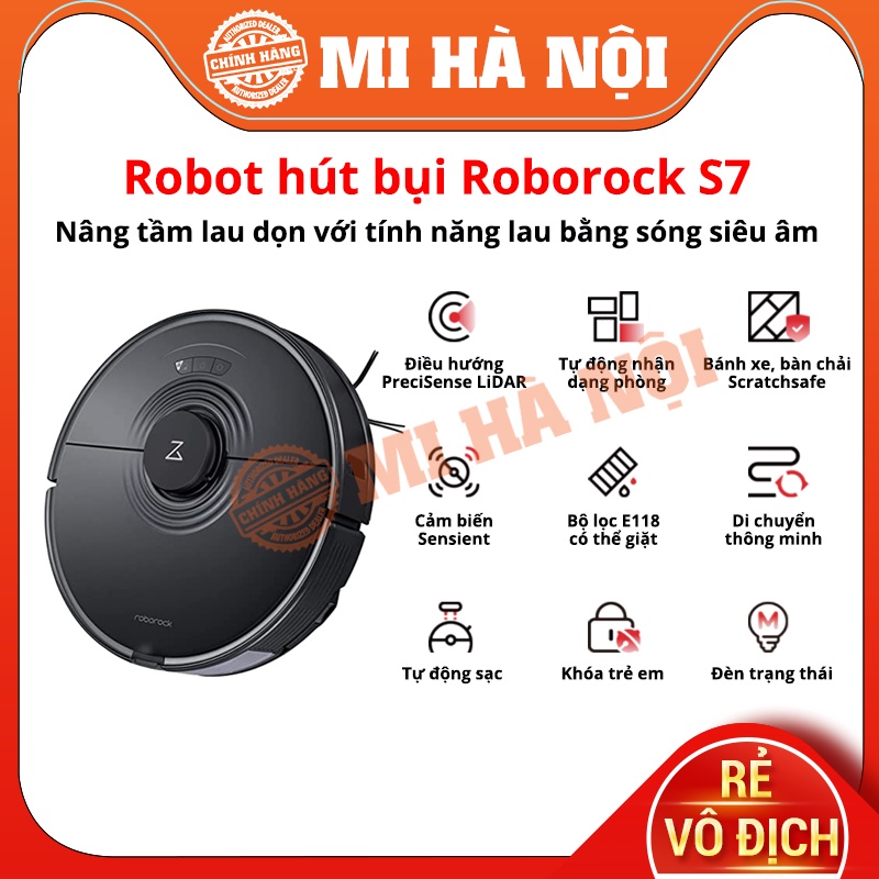 Robot hút bụi lau nhà Roborock S7 / S6 Max V Quốc tế Bảo hành 12 tháng - Công nghệ lau rung sóng âm