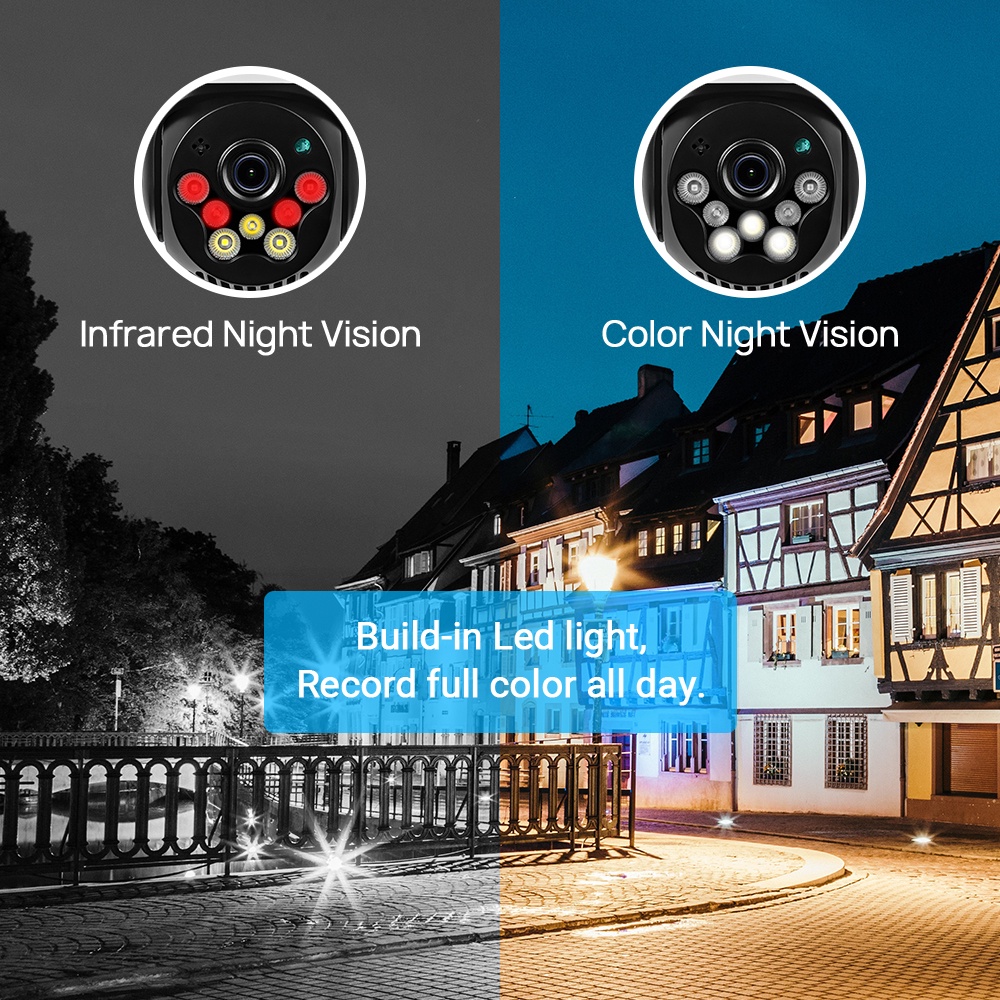 Camera IP WIFI HAMROL V380 3MP PTZ IP66 ống kính 5X Zoom có tầm nhìn đêm tốt chất lượng cao
