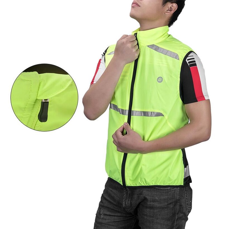 Áo khoác ROCKBROS không tay dạ quang thoáng khí an toàn khi đi xe đạp ngoài trời