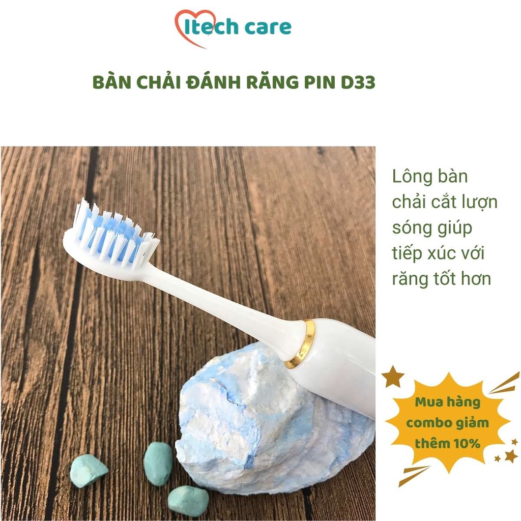 Bàn chải pin máy đánh răng tự động tặng kèm 2 đầu bàn chải siêu mềm chải kẽ răng -  bảo hành 6 tháng tại Itech care shop