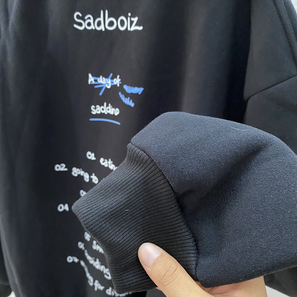 Áo HOODIE Sadboiz SADDINO, Form RỘNG Oversize màu xám xanh khói, be, áo nỉ bông Cao Cấp Unisex Nam Nữ có mũ. KKIMShop