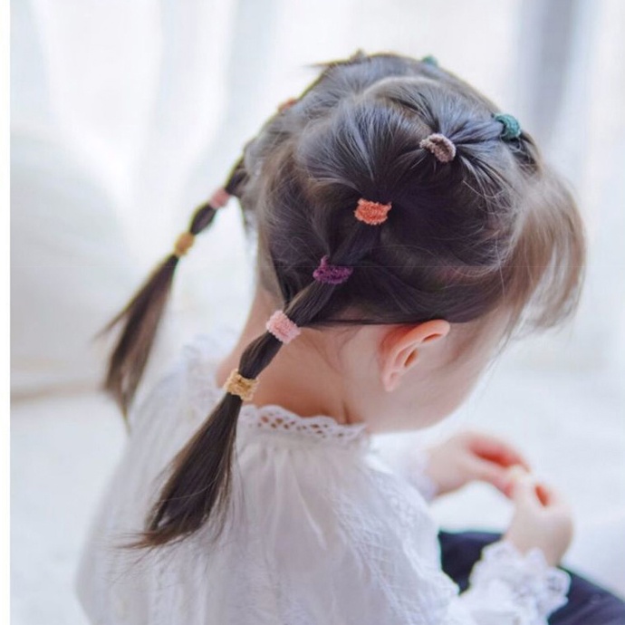 Set 100 Dây Chun Buộc Tóc 2.5CM Nhiều Màu Sắc Xinh Xắn Dành Cho Bé Gái