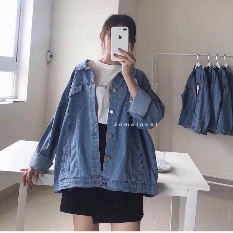 Áo khoát jean unisex hottrend -couple siêu xịn sang 🥰🥰🥰🥰mã trơn | BigBuy360 - bigbuy360.vn