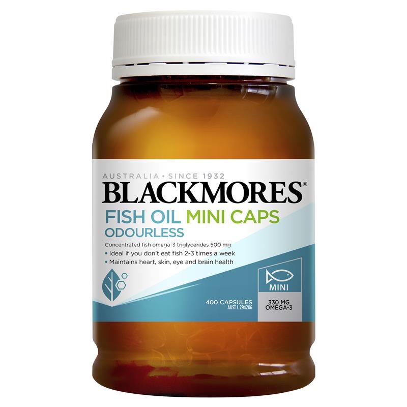 BLACKMORES FISH OIL ODOURLESS KHỬ MÙI 400V MINI CAPS(500MG) / 400V THƯỜNG(1000MG)