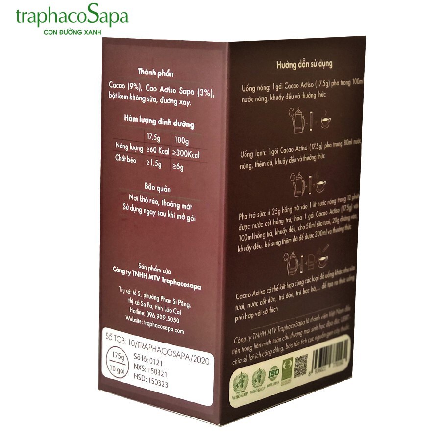Trà Cacao Actiso Sapa chống lão hóa và giải độc gan hộp 10 gói - 1234520