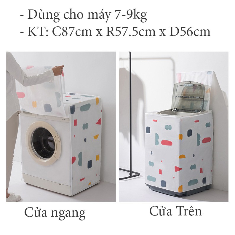 Vỏ bọc máy giặt chất liệu nhựa cao cấp peva sang trọng, chống nước HL10, 2419 thoitrangnu