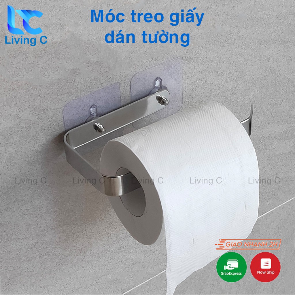 Móc treo giấy INOX dán tường Living C, giá kệ treo khăn móc giấy vệ sinh dán tường nhà tắm phòng tắm _TGI