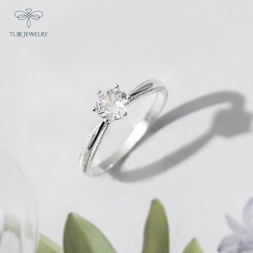 Nhẫn bạc nữ TLEE ổ đá nhỏ tròn 6 chấu lấp lánh sang trọng NCJ A0184