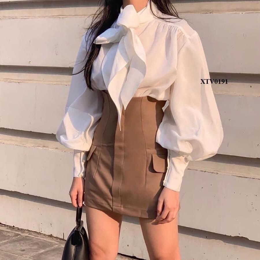 CHÂN VÁY CẠP CAO TÚI SƯỜN  CẠP CAO CHẤT TUYẾT MƯA THỜI TRANG BANAMO FASHION 5328